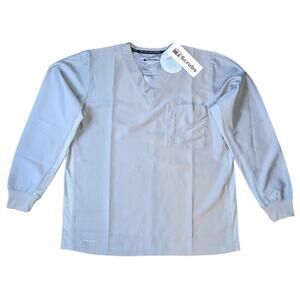TiScrubs men's long sleeve scrub top gray size S NWT